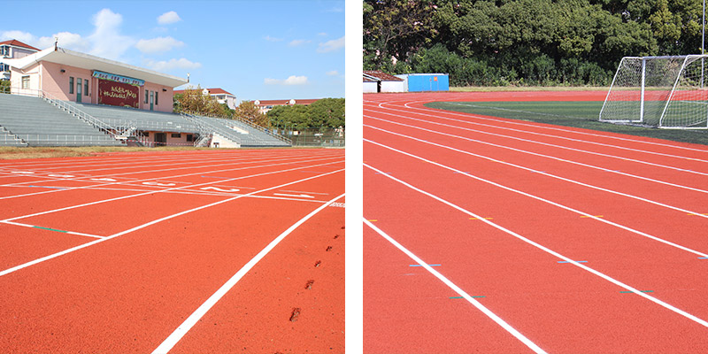 上海金山區體育場塑膠跑道材料案例！