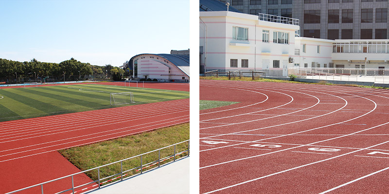 上海金山區體育場塑膠跑道材料案例！